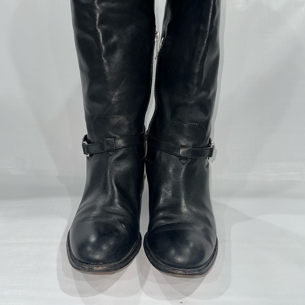 Coach Mysie Black Tall Leather Riding Boots - Picture 2 of 11